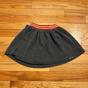 Deux par Deux French boutique Charcoal Knit Skirt w/ sporty stripe waistband